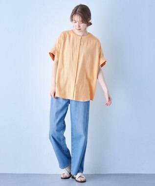 ANY フレンチリネンシャツブラウス オレンジ
