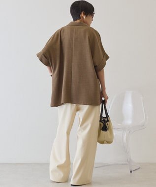 AMERICAN HOLIC 【先行予約】【イージーケア】リネンライク半袖ジャケット Brown