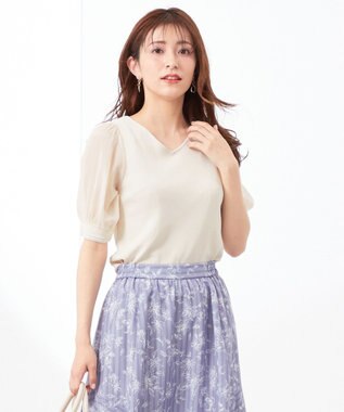 ANY SIS L 【洗える】シアースリーブコンビ ニット アイボリー