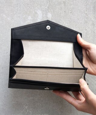 FOLNA RD ソフトレザー・ホイルレザー エンべロープ長財布 ブラック