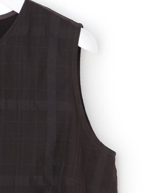 23区 【先行予約】シアーチェックレイヤード スリーブレス Tブラウス ダークブラウン系
