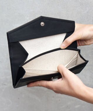 FOLNA RD ソフトレザー・ホイルレザー エンべロープ長財布 ブラック