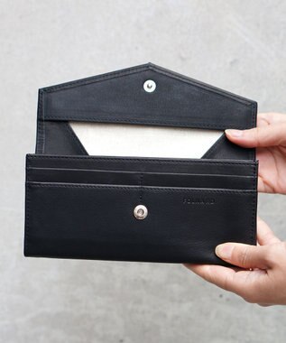 FOLNA RD ソフトレザー・ホイルレザー エンべロープ長財布 ブラック