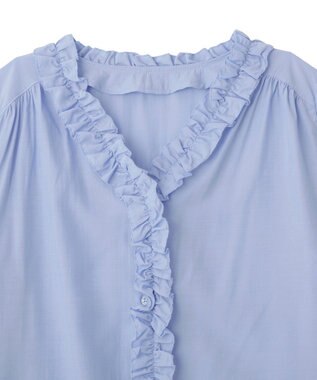YECCA VECCA フリルVネックブラウス Blue