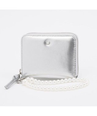UNBILLION ペルケ perche / パール調ストラップ・ジャバラカードウォレット シルバー