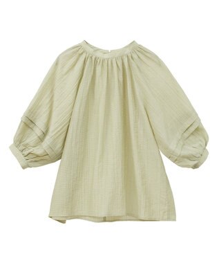CRAFT STANDARD BOUTIQUE ストライプジャカードパフスリーブブラウス Light Khaki
