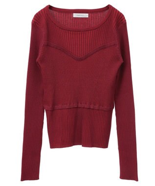 Green Parks ・ＡＮＤＳＥＡＲＣＨ　リブフェイクレイヤードニット Bordeaux