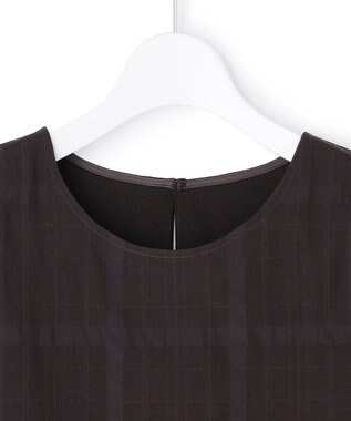 23区 【先行予約】シアーチェックレイヤード スリーブレス Tブラウス ダークブラウン系
