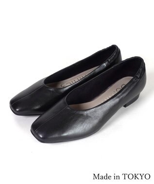 Dominic3 シープレザー バックゴムソフトパンプス ブラック