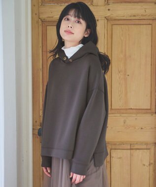 ANY L 【洗濯機可】クロップド丈ダンボールパーカー チャコール