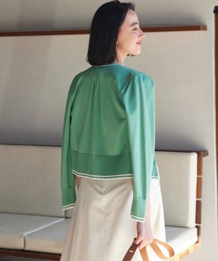 組曲 フラワーメタル ニット カーディガン グリーンベース