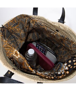 UNBILLION ペルケ perche / モロッコカゴ・牛革・バティック柄ドロストＬ ブラック