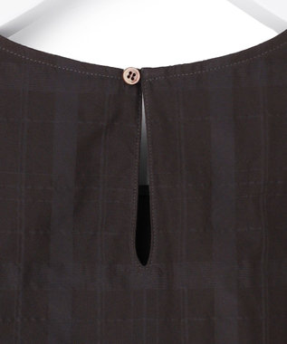 23区 【先行予約】シアーチェックレイヤード スリーブレス Tブラウス ダークブラウン系