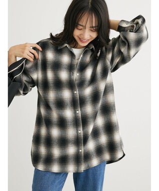 Green Parks ネルチェックシャツ Black