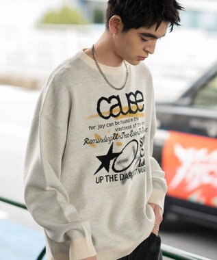 WEGO スプレーグラフィックニットプルオーバー