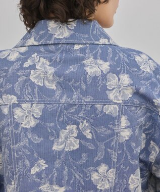 GRACE CONTINENTAL ボタニカルジャガードジャケット ブルー