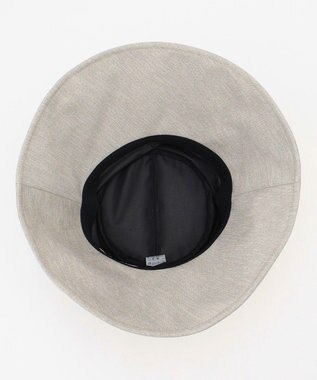 自由区 【洗える】フェイクリネンワイドブリム ハット シャンブレーブラウン