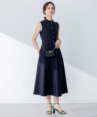 組曲 S 【速乾・撥水】ハイカウントタフタ ワンピース ネイビー系