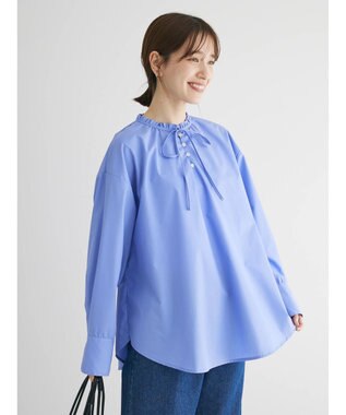 Green Parks スタンドフリルアソートブラウス Blue