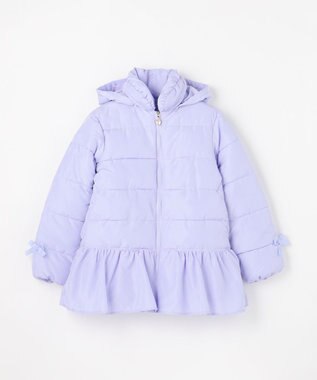 ANY KIDS 【フード取り外し/洗濯機可能】中綿フリル リボンコート ラベンダー
