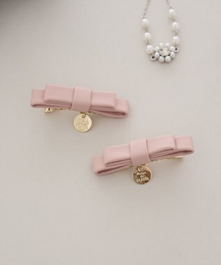 Maison de FLEUR 【2個セット】フェイクレザーリボンクリップセット