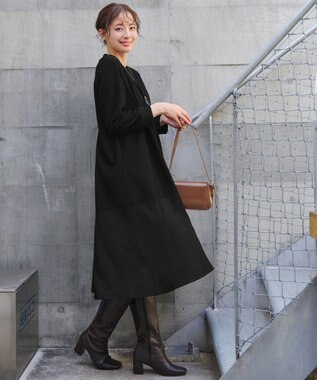 Tiaclasse L 【洗える】リップルコンビワンピース ブラック