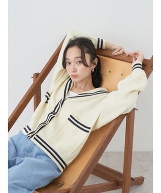 earth music&ecology セーラーニットカーディガン Ivory