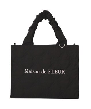 Maison de FLEUR ギャザーハンドル2Wayリボンキルティングトート Black
