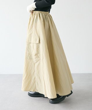 CRAFT STANDARD BOUTIQUE ナイロンワークギャザースカート Beige