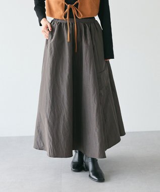 CRAFT STANDARD BOUTIQUE ナイロンワークギャザースカート Charcoal Gray