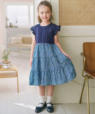 組曲 KIDS 【150-160㎝】 petit marguerite ドッキングワンピース ネイビー