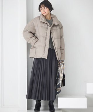 23区 L 【Oggi掲載】シレータフタ ハイネック ショート ダウンコート グレージュ系