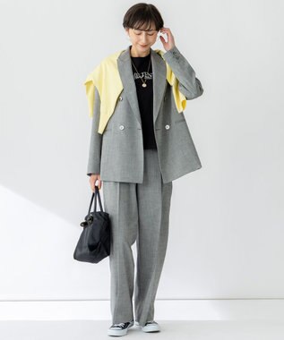 23区 【セットアップ対応/洗える】スラブツイードストレッチ ワイド パンツ グレー系