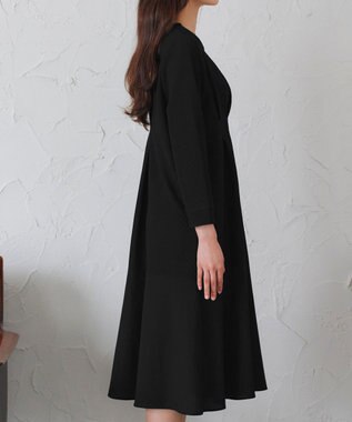 Tiaclasse L 【洗える】リップルコンビワンピース ブラック
