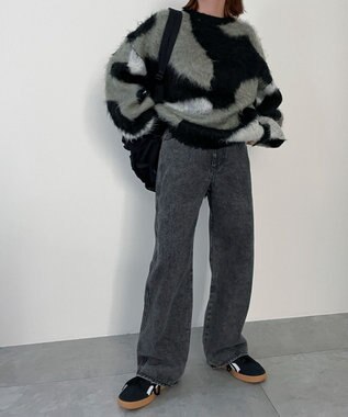 WEGO 【新色追加/美脚/XSSMLサイズ展開】ストレートデニムパンツ ブラックその他