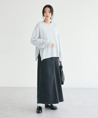 CRAFT STANDARD BOUTIQUE 裏起毛デニムＡラインスカート Black