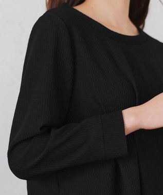 Tiaclasse L 【洗える】リップルコンビワンピース ブラック