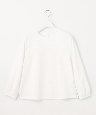 J.PRESS LADIES 【吸水速乾】ピンタックコンビジャージー カットソー ホワイト系