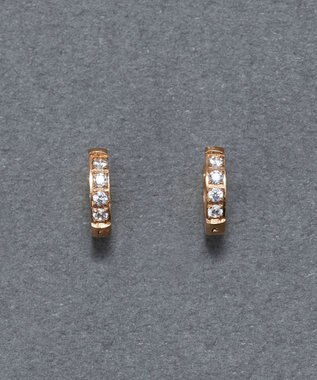 Phoebe 【金属アレルギー対応】ワンタッチビジューフープミニピアス　ローズゴールド/サージカルステンレス