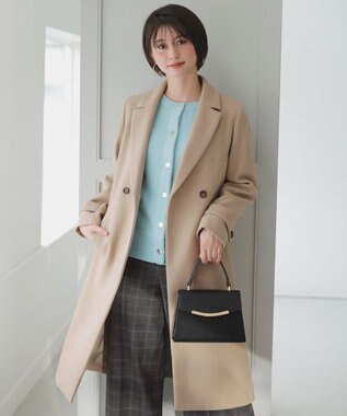 ANY SIS S ウールライクロング チェスターコート ライトベージュ