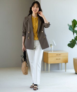 ANY SIS 【接触冷感・UVカット・洗える】ハイストレッチスムース2WAY ブラウス マスタード