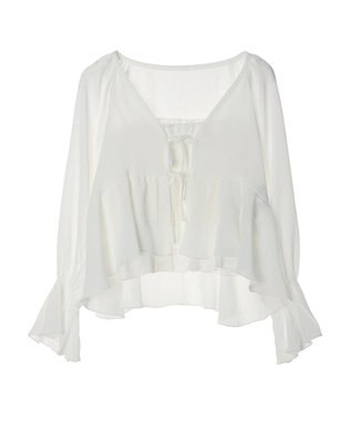 earth music&ecology ＳＥＴ２点キャンディースリーブブラウス＋インナー Ivory