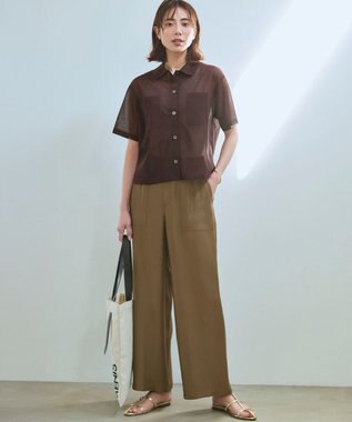 23区 【見上愛さん着用/WEB&一部店舗限定カラーあり】シアー ポロニット ダークブラウン系