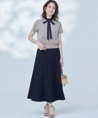 組曲 S 【洗える・6色展開】ポケット付き 半袖ニット トープ系