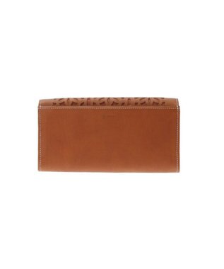 genten カットワーク フラップ長財布 チャ