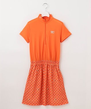 23区GOLF 【WOMEN】【接触冷感・UVケア・吸水速乾】アイス柄 切替ワンピース ライトオレンジ系