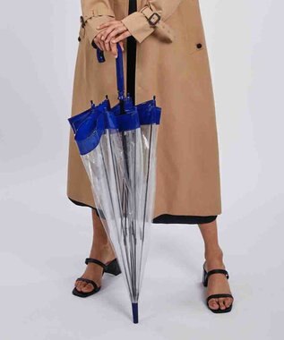 MOONBAT 【雑誌掲載／non・no】フルトン (FULTON) Birdcage ワンポイントロゴ 長傘 透明傘 ネイビーブルー