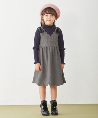 ANY KIDS チェックジャンパースカート チャコールチェック