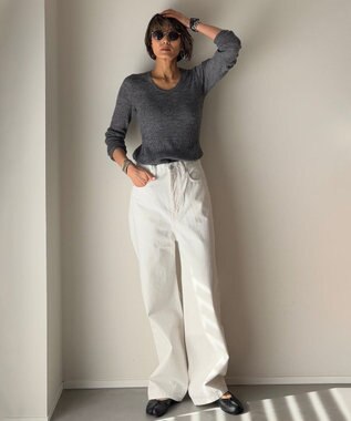 woadblue ＜坪田あさみさんコラボ＞SALUU　サルー /デニムパンツ ホワイト WHITE