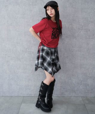 WEGO グラフィックショートサイドリボンドロストT 柄9